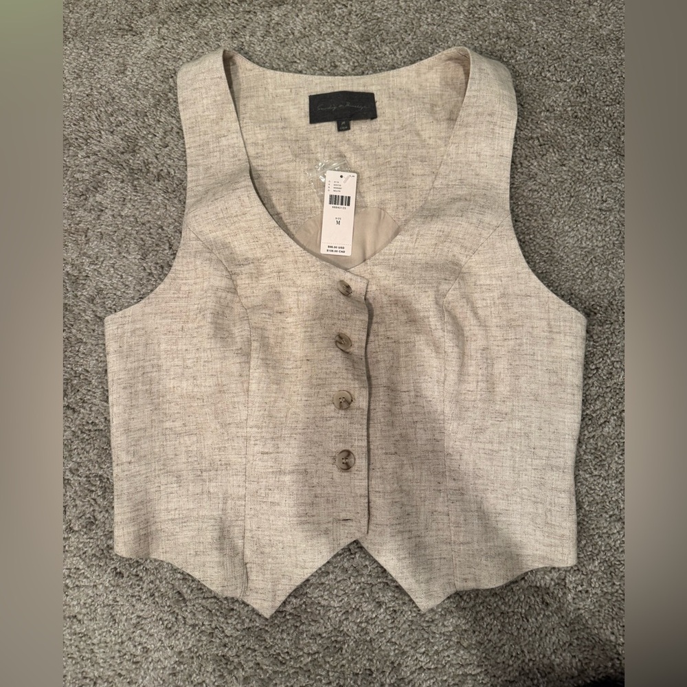 Sunday in Brooklyn Beige Button-Down Vest